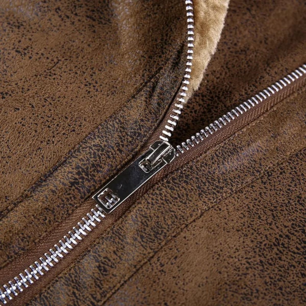 Axel | Men's Suede Sherpa Lined Moto Jacket Brown