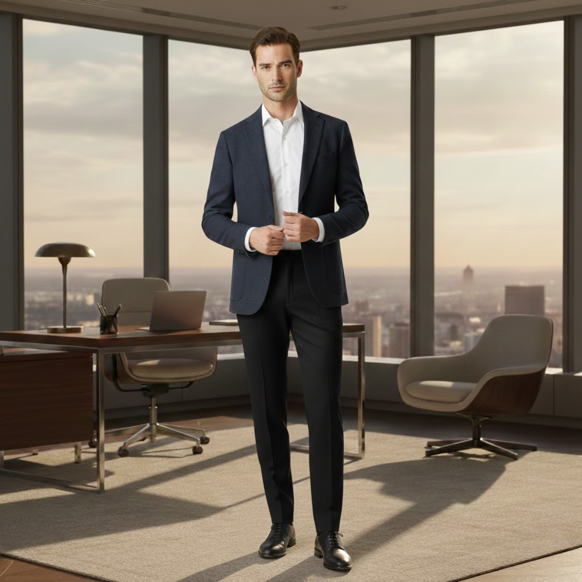 Seth | Men's Slim Fit Dress Pants Cream Tailored