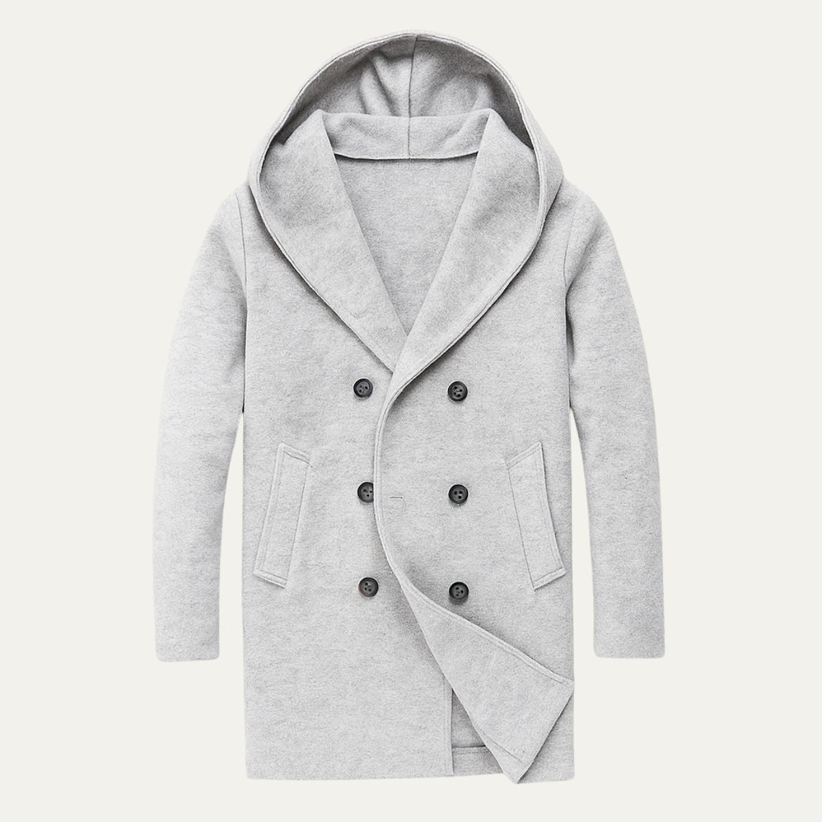 Axel | Men's Double Breasted Hooded Coat Gray