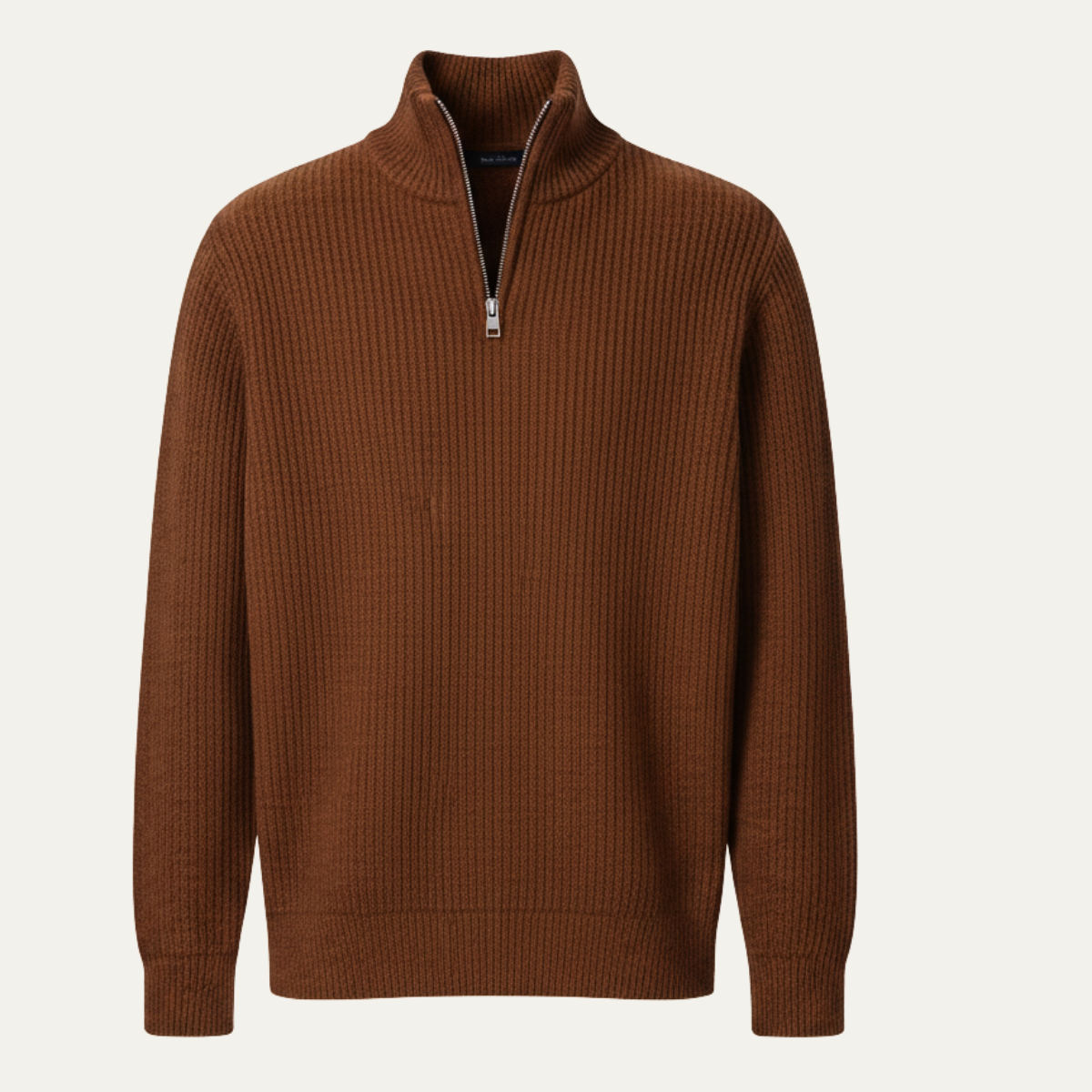 Luca | Men's Quarter Zip Sweater Black Ribbed Knit