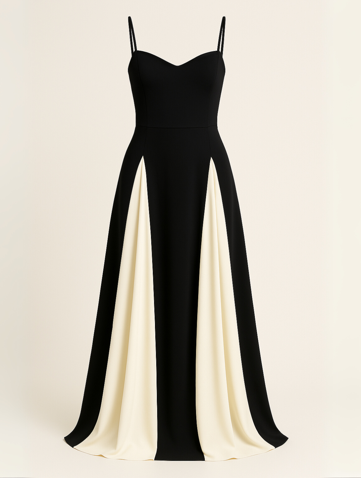 Vera | Women's Formal Maxi Dress Black Cream Colorblock