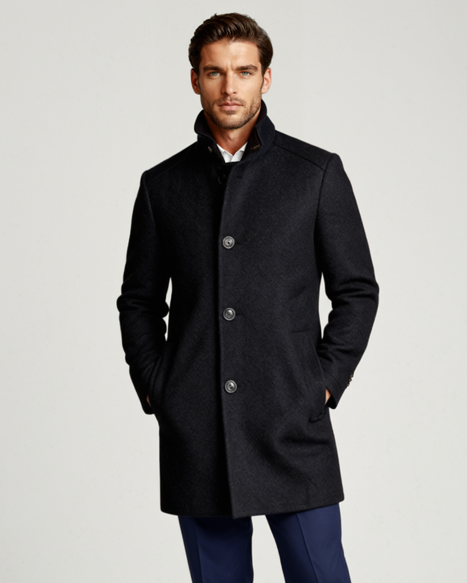 Axel | Men's Wool Overcoat Brown Button Front