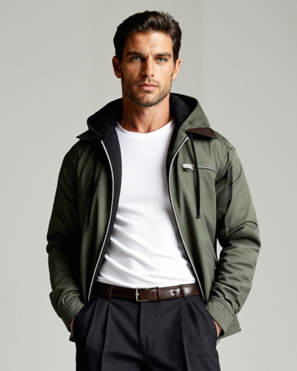 Ezra | Men's Brown Suede Hooded Jacket Fleece Lined