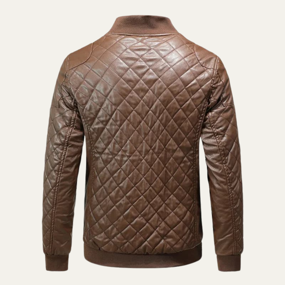 Hugo | Men's Quilted Leather Bomber Jacket Brown