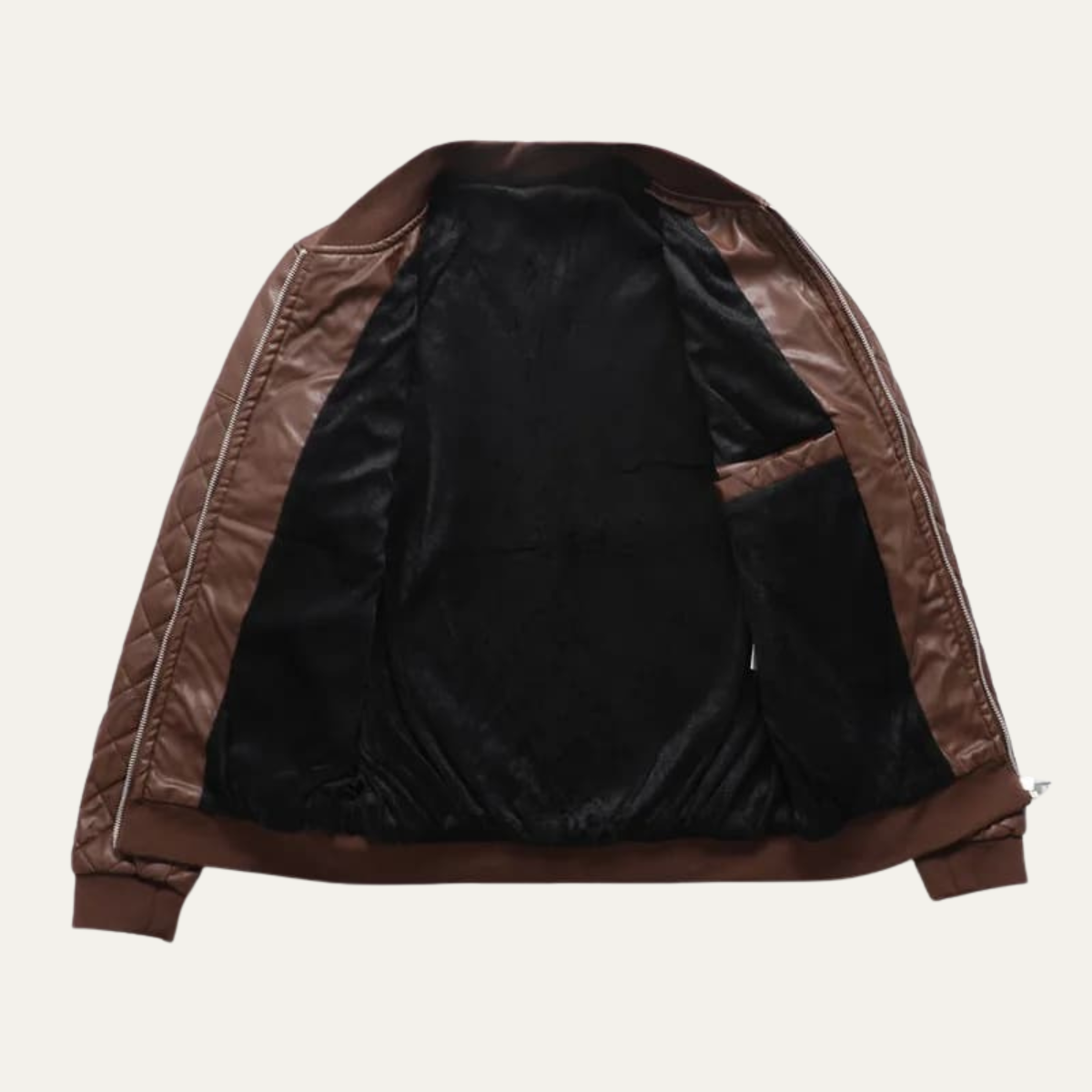 Hugo | Men's Quilted Leather Bomber Jacket Brown