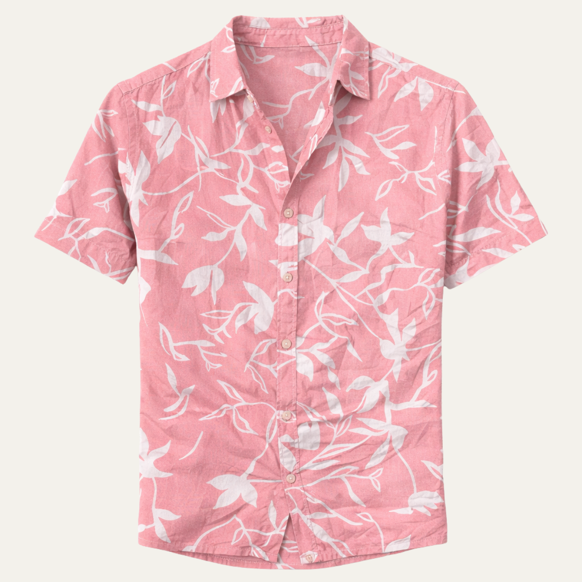 Axel | Men's Floral Button Up Shirt Pink Short Sleeve Casual