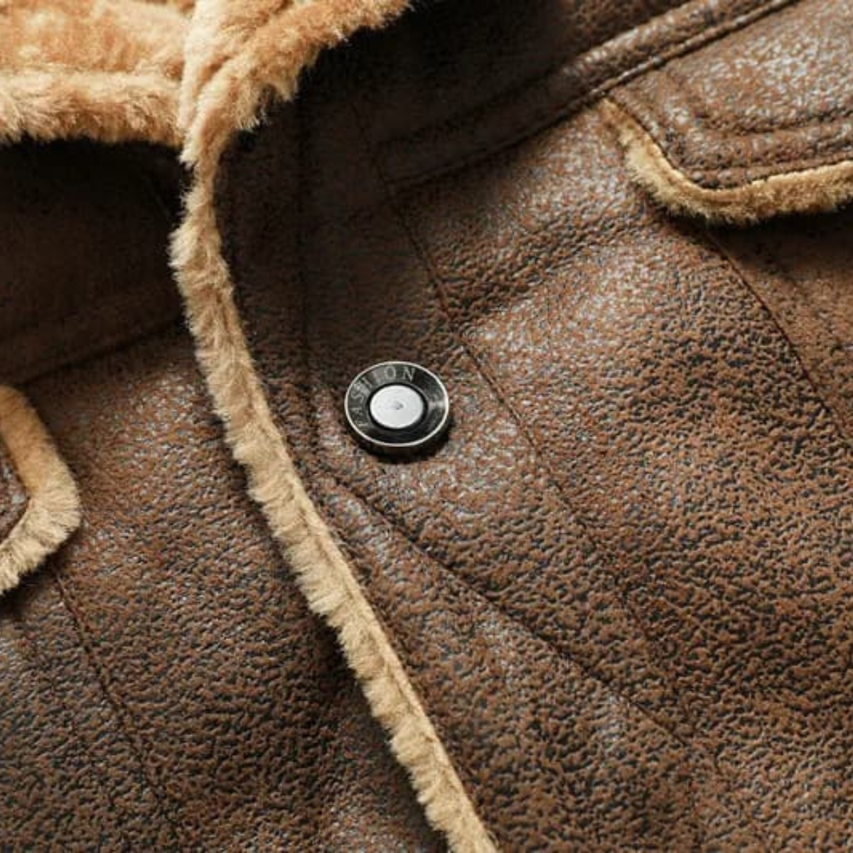 Axel | Men's Sherpa Lined Denim Jacket Brown
