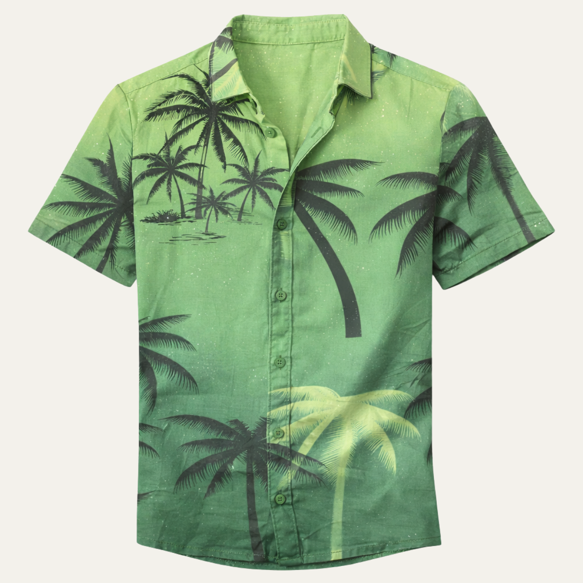Beau | Men's Hawaiian Shirt Green Palm Short Sleeve Button Up