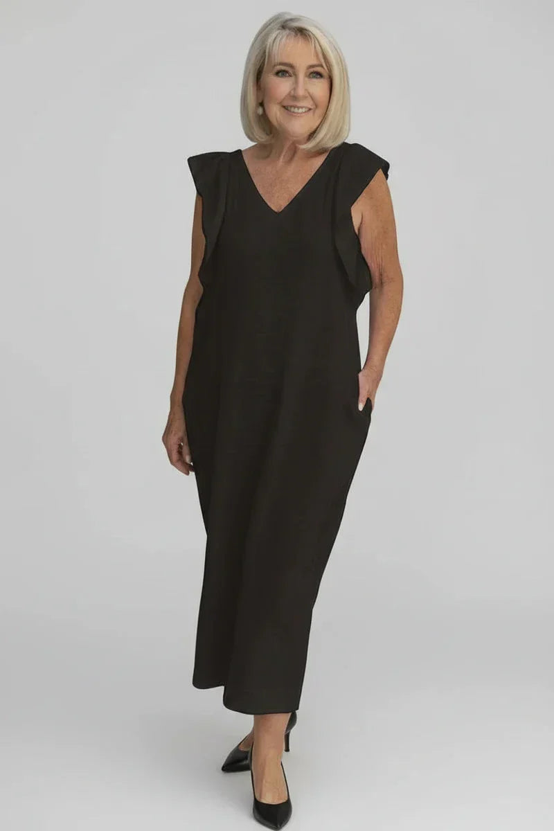 Vera | Women's V Neck Sleeveless Maxi Dress Cream