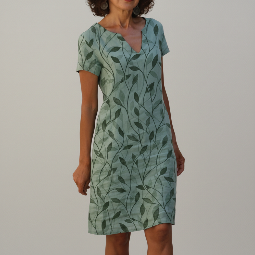 Rosa | Women's Floral Midi Dress V Neck Short Sleeve