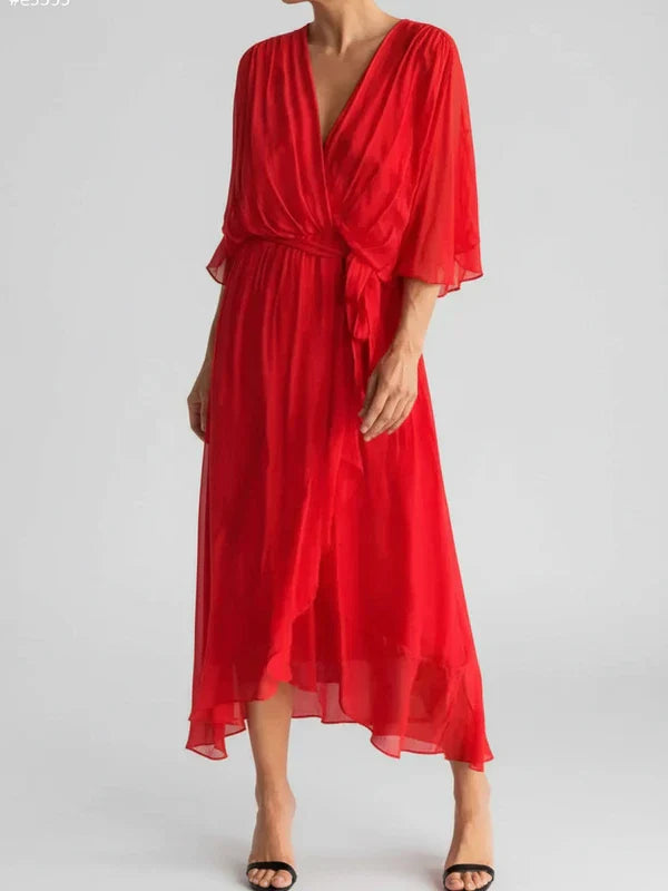 Isla | Women's Wrap Midi Dress Sage Green V Neck