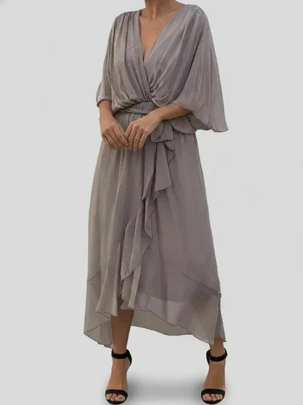 Isla | Women's Wrap Midi Dress Sage Green V Neck