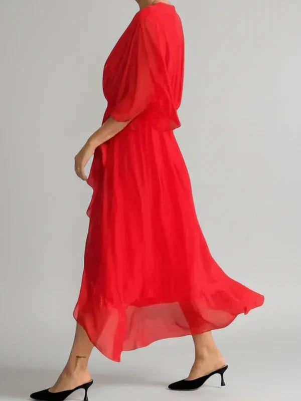 Isla | Women's Wrap Midi Dress Sage Green V Neck