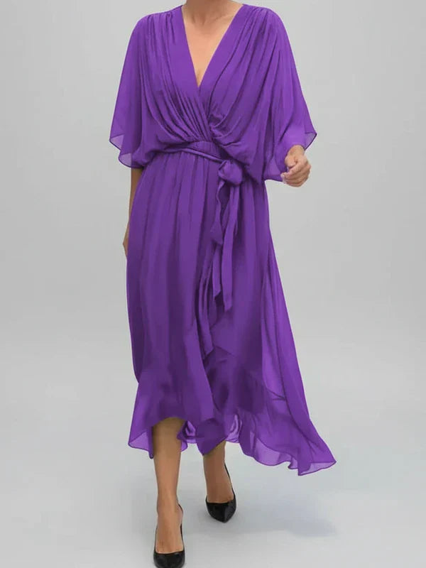 Isla | Women's Wrap Midi Dress Sage Green V Neck
