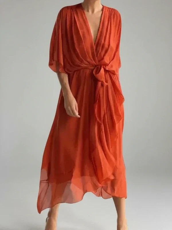 Isla | Women's Wrap Midi Dress Sage Green V Neck