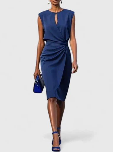 Isla | Women's Wrap Midi Dress Light Blue Sleeveless