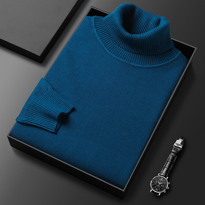 Axel | Men's Turtleneck Sweater Light Blue Ribbed Knit