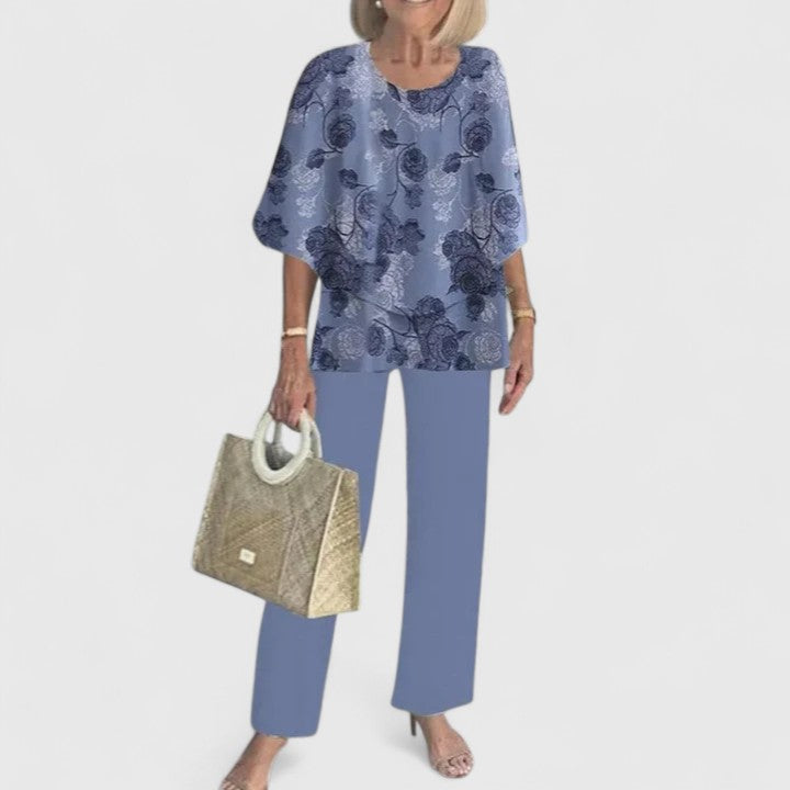 Stella | Women's Lounge Set Sage Green Floral Print Pants