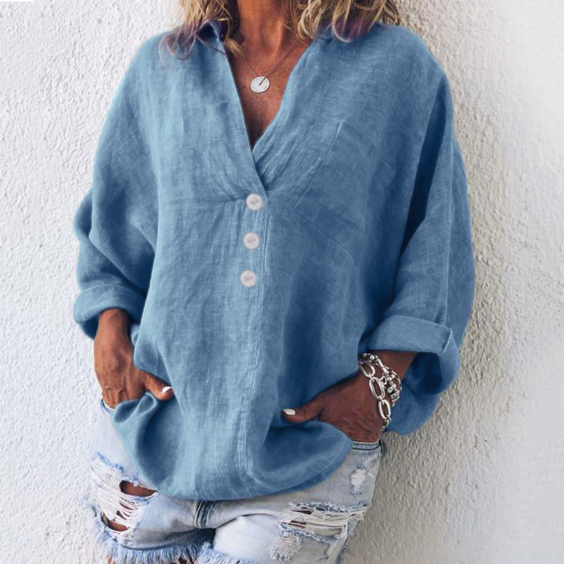 Liv | Women's Linen Button Down Shirt Cream Oversized