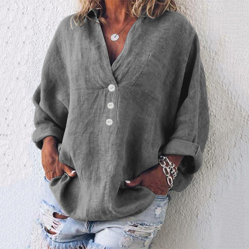 Liv | Women's Linen Button Down Shirt Cream Oversized