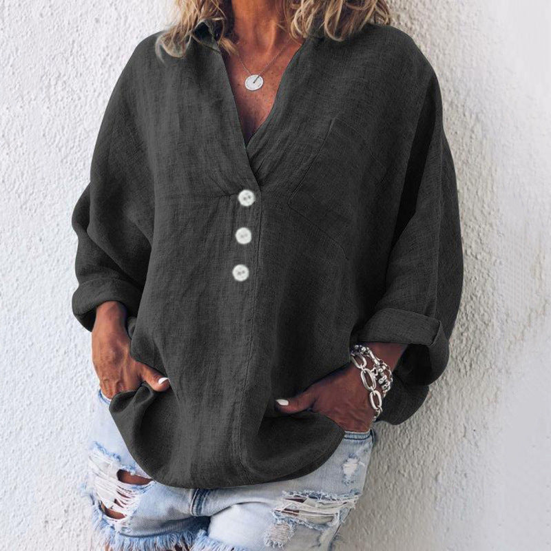 Liv | Women's Linen Button Down Shirt Cream Oversized