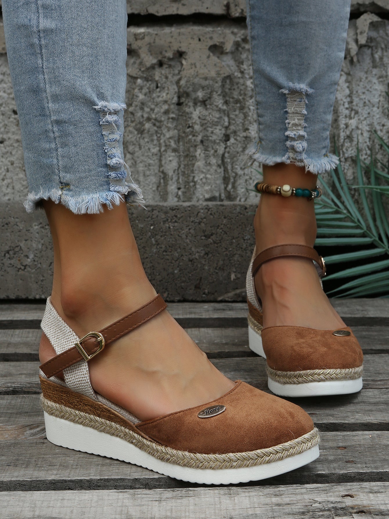 Esme | Women's Platform Espadrille Sandals Brown Ankle Strap
