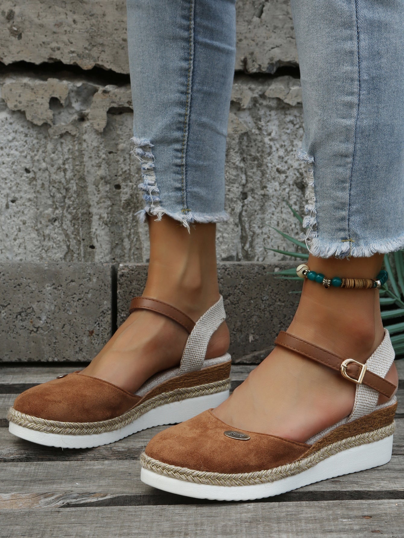 Esme | Women's Platform Espadrille Sandals Brown Ankle Strap