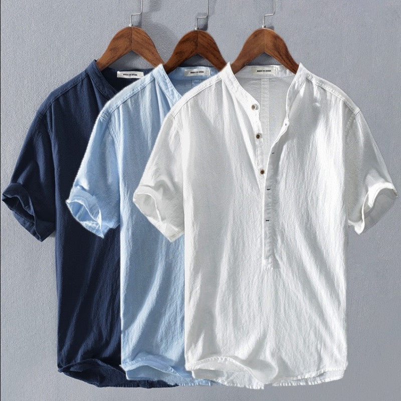 Finn | Men's Casual Linen Button Up Shirt Navy