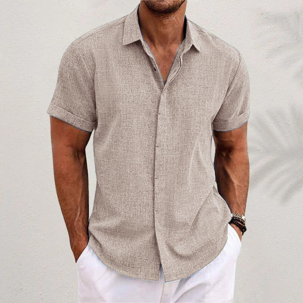 Nico | Men's Linen Shirt Navy Short Sleeve Button Up