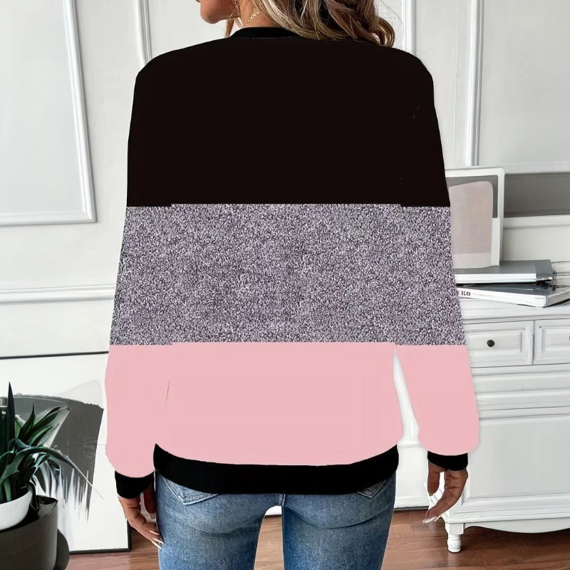 Cora | Women's Colorblock Sweatshirt Pink Black Gray