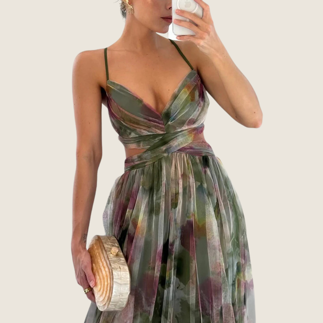 Lucia | Women's V Neck Maxi Dress Purple Chiffon Formal