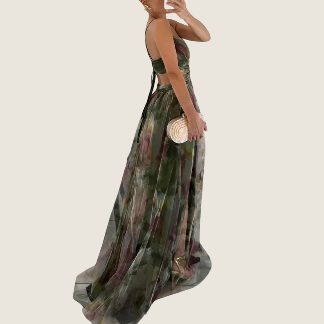 Lucia | Women's V Neck Maxi Dress Purple Chiffon Formal