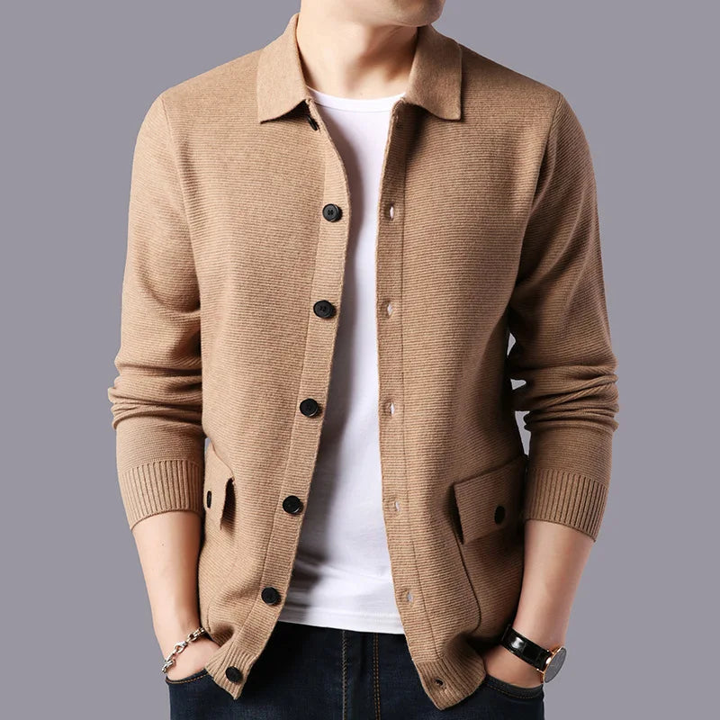 Grant | Men's Casual Knit Cardigan Sweater Cream Button Up
