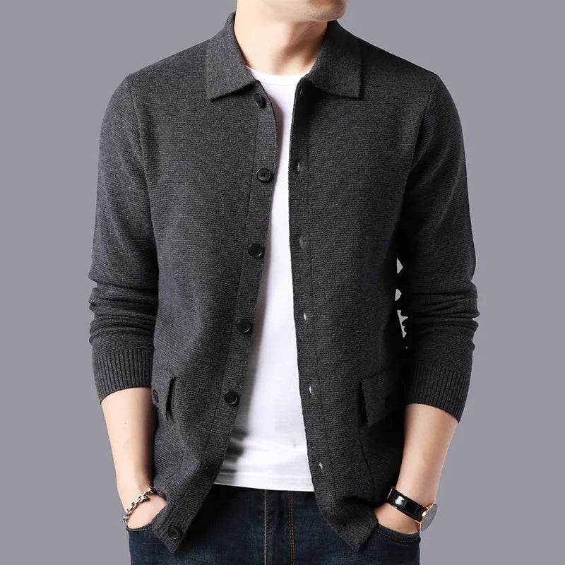 Grant | Men's Casual Knit Cardigan Sweater Cream Button Up
