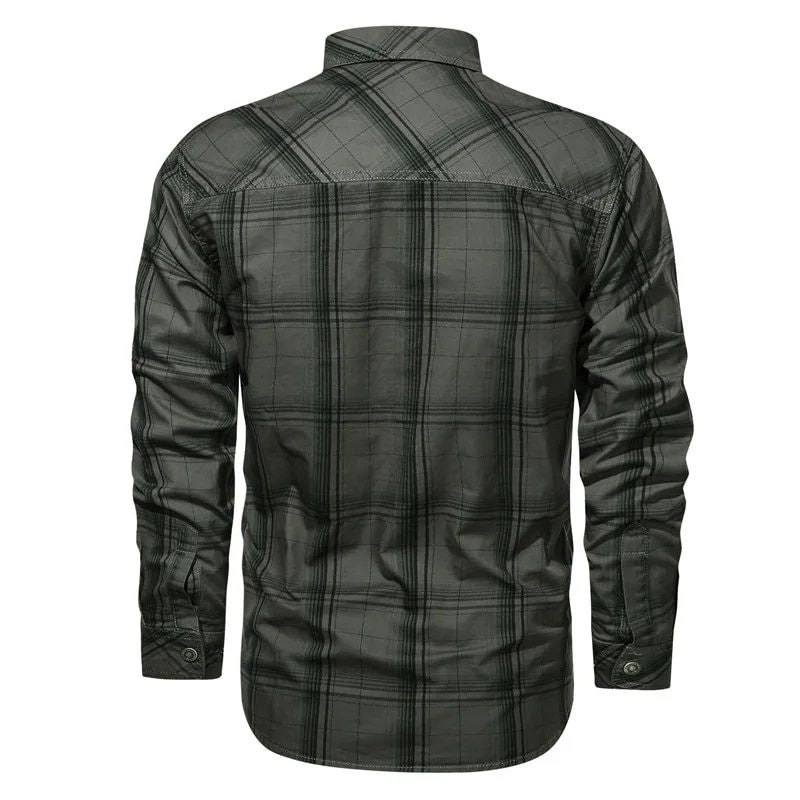 Jasper | Men's Flannel Shirt Navy Plaid Long Sleeve