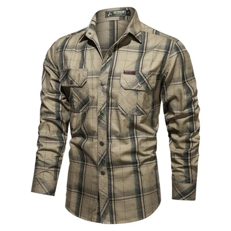 Jasper | Men's Flannel Shirt Navy Plaid Long Sleeve