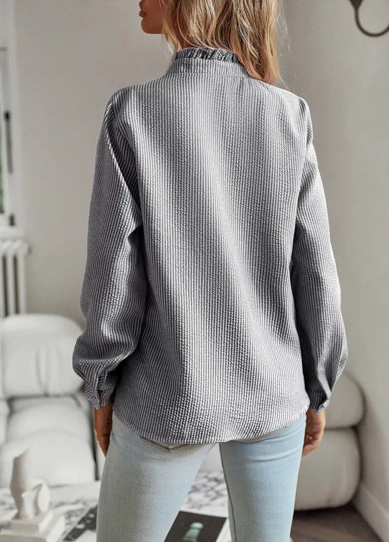 Lexi | Women's Ruffle Button Down Shirt Light Blue