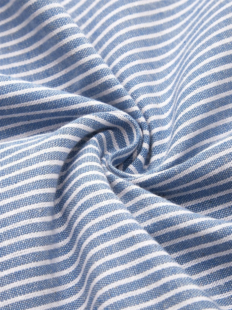 Hazel | Women's Striped Midi Dress Button Front Blue White