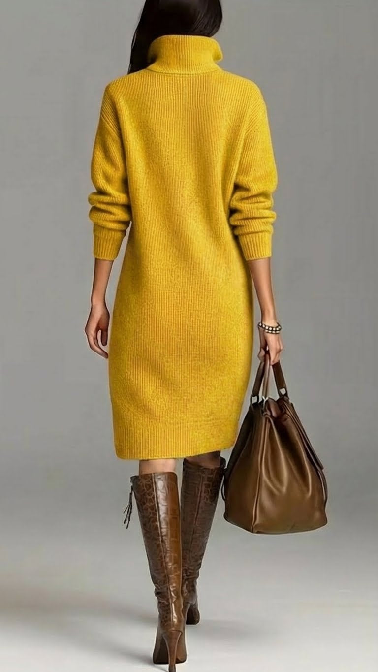 Stella | Women's Mock Neck Sweater Dress Orange
