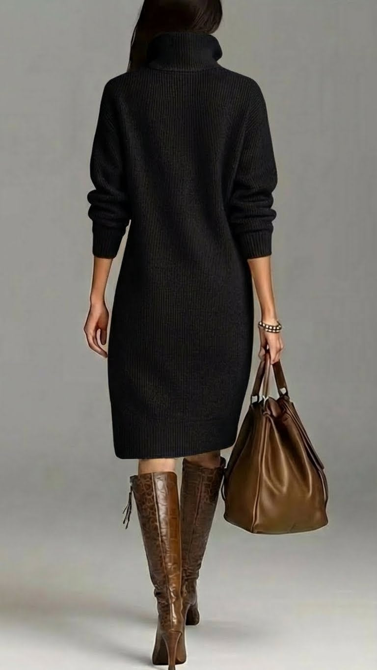 Stella | Women's Mock Neck Sweater Dress Orange