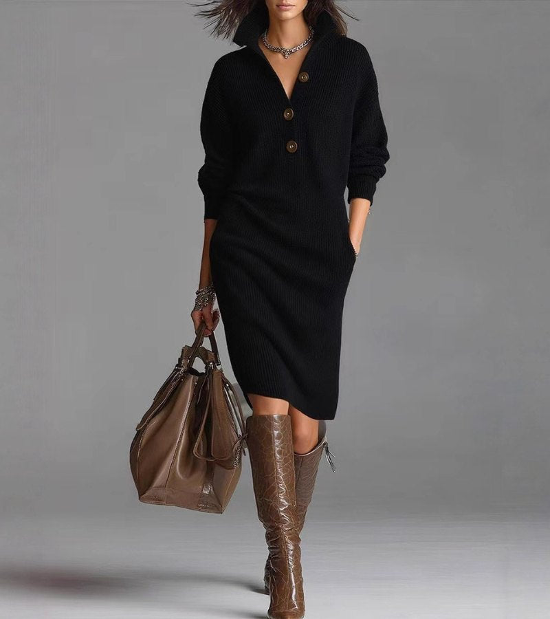 Stella | Women's Mock Neck Sweater Dress Orange