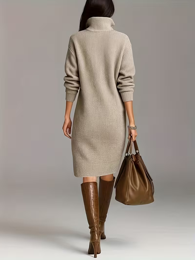 Stella | Women's Mock Neck Sweater Dress Orange