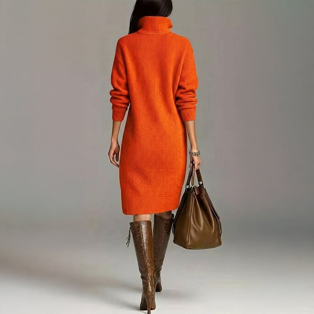 Stella | Women's Mock Neck Sweater Dress Orange