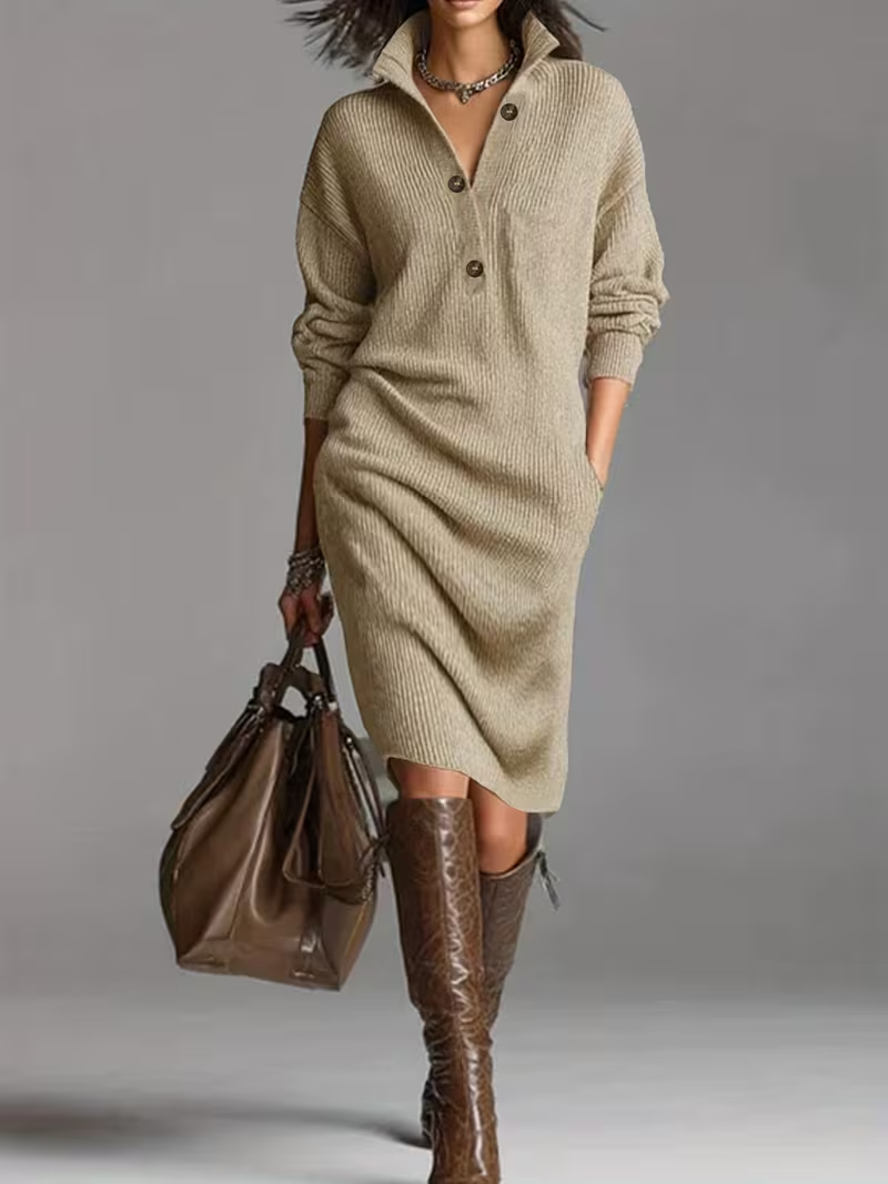 Stella | Women's Mock Neck Sweater Dress Orange
