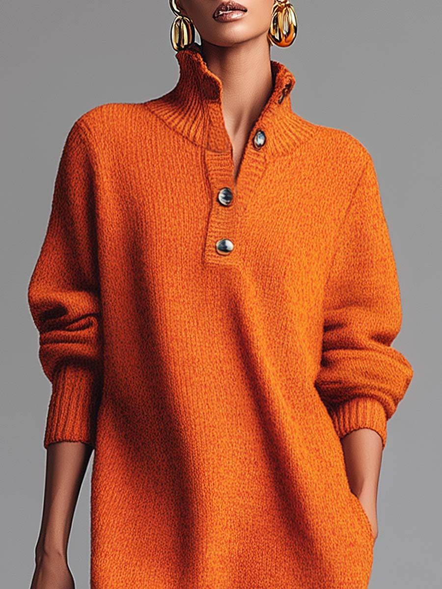 Stella | Women's Mock Neck Sweater Dress Orange