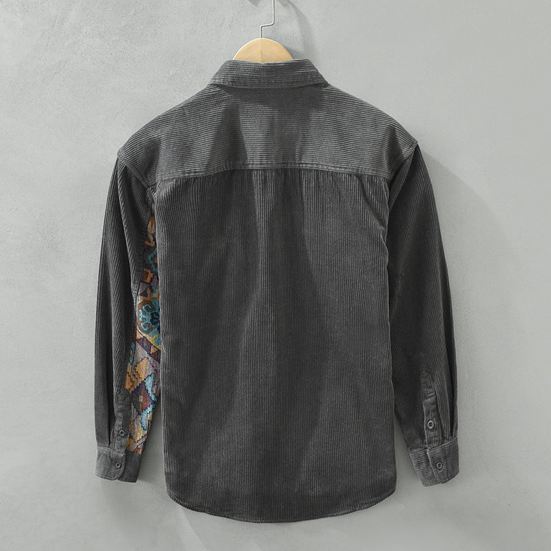 Wade | Men's Cream Corduroy Shirt Long Sleeve Relaxed Fit