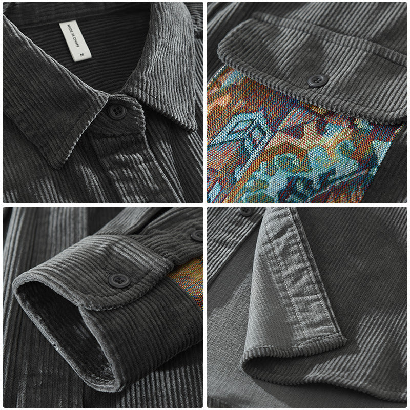 Wade | Men's Cream Corduroy Shirt Long Sleeve Relaxed Fit
