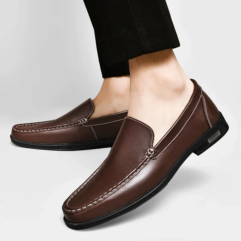 Nash | Men's Leather Loafer Black Slip On Shoes