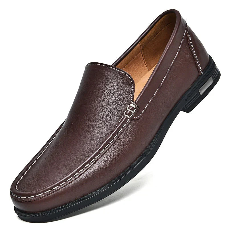 Nash | Men's Leather Loafer Black Slip On Shoes