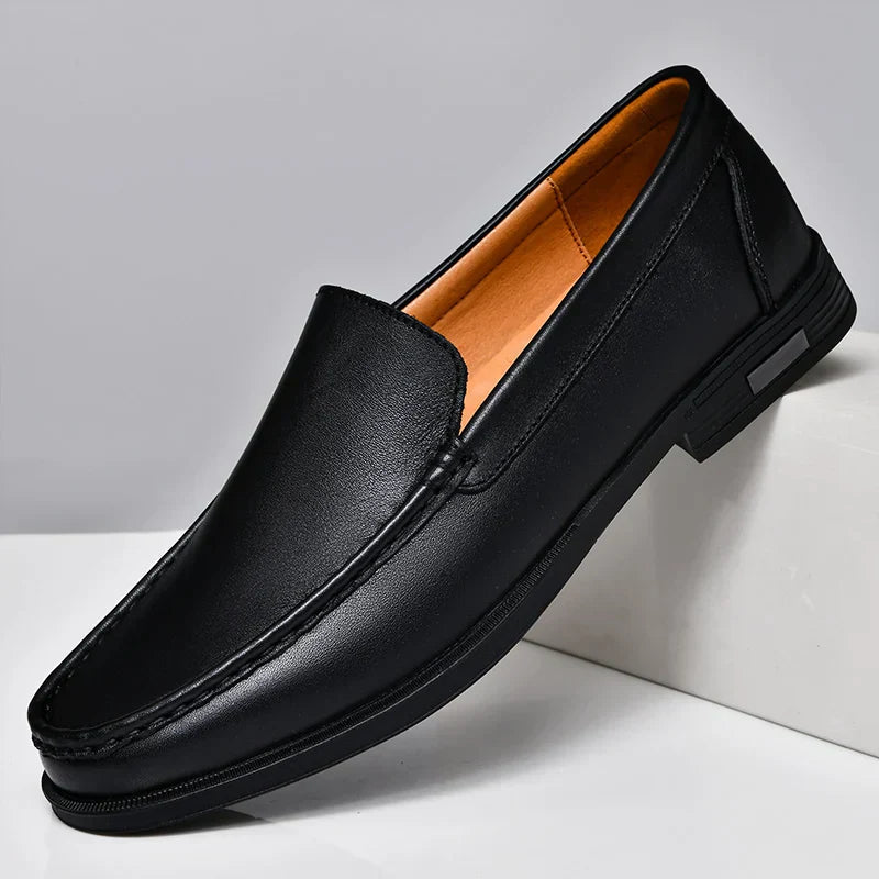 Nash | Men's Leather Loafer Black Slip On Shoes